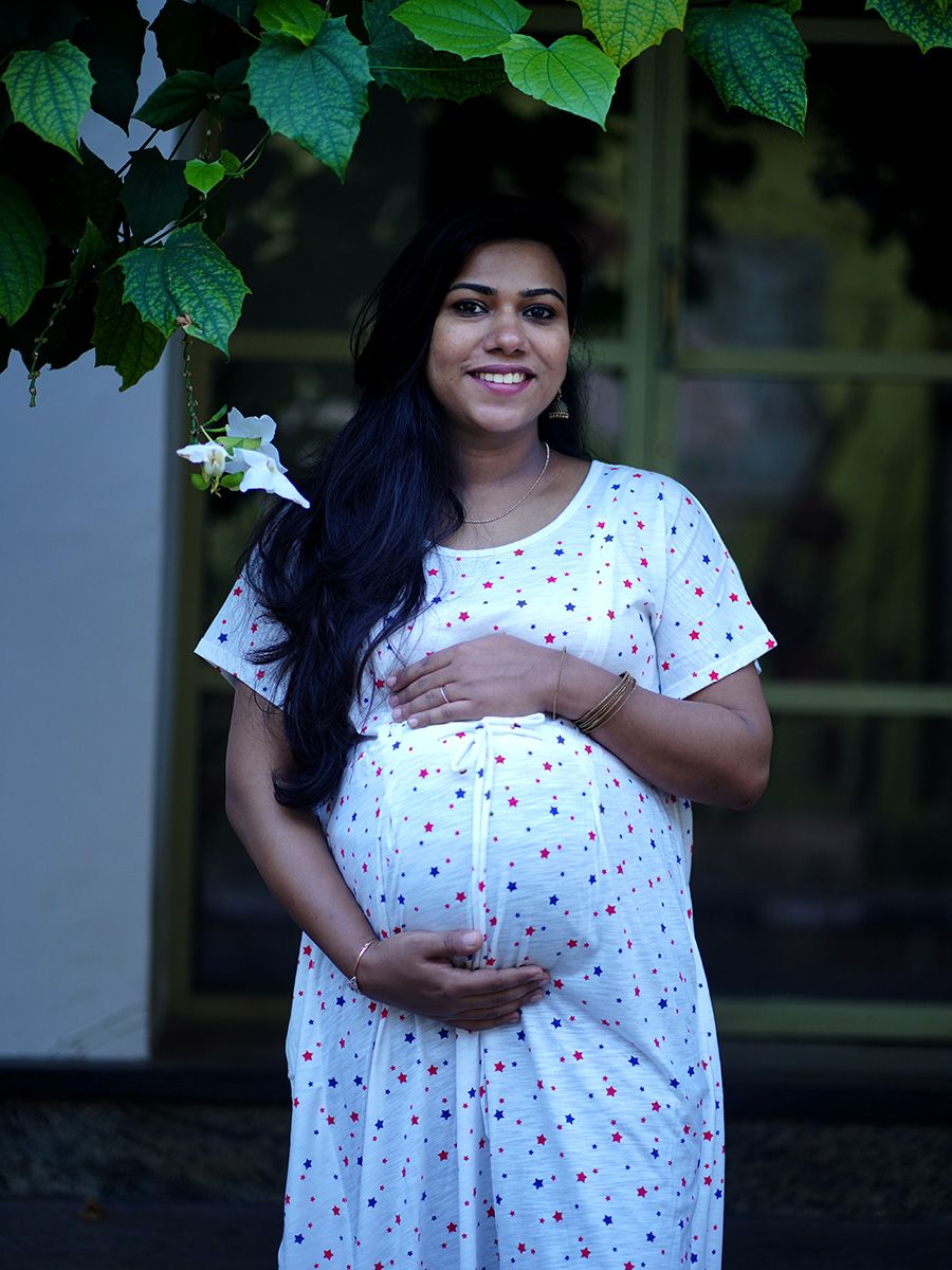 Maternity Knit Short Gown - Kaftan Colour