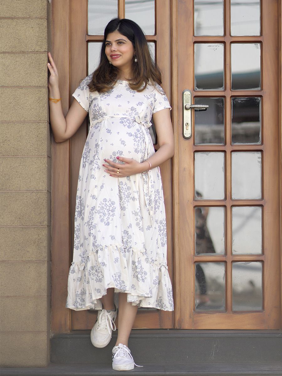 Maternity Short Night Gown- Fabia Cream
