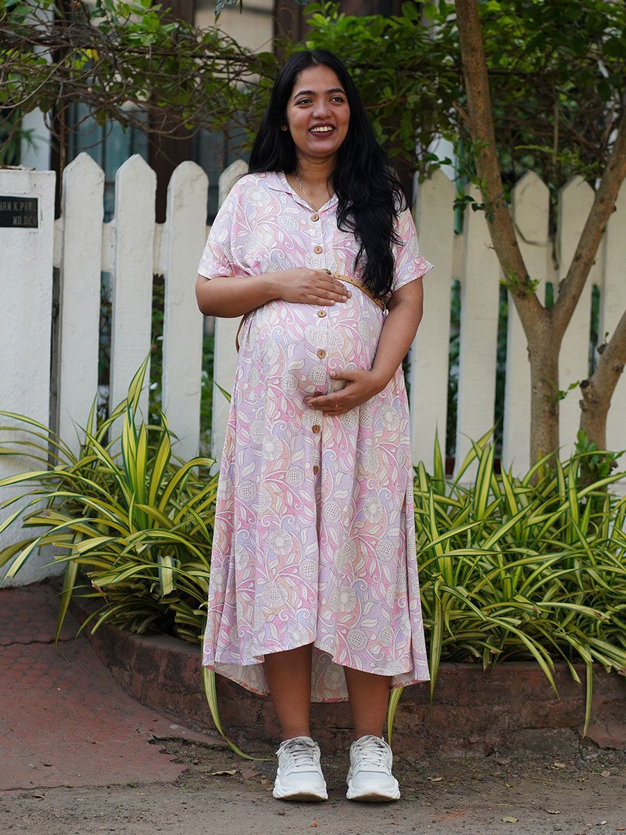 Maternity Midi Dress Stasia Pink