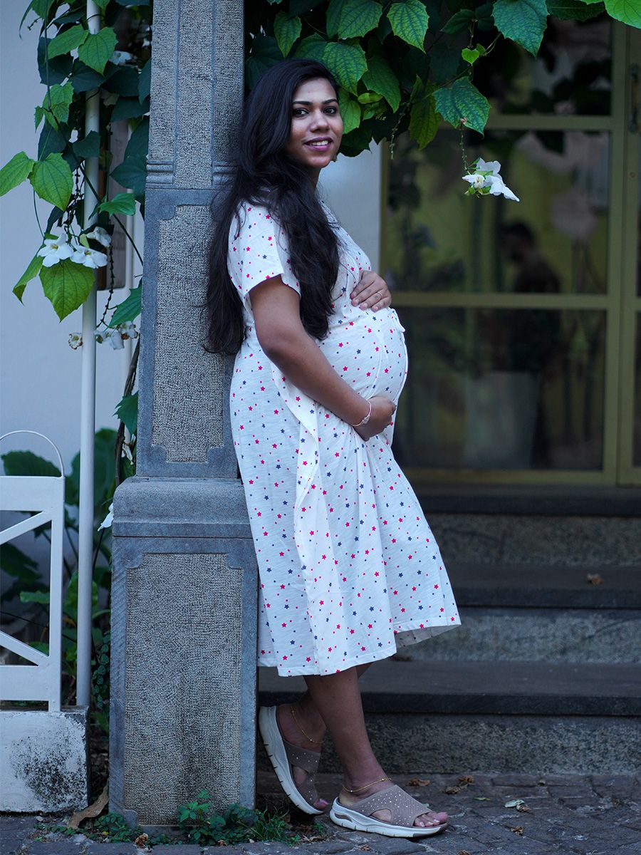 Maternity Knit Short Gown - Kaftan Colour