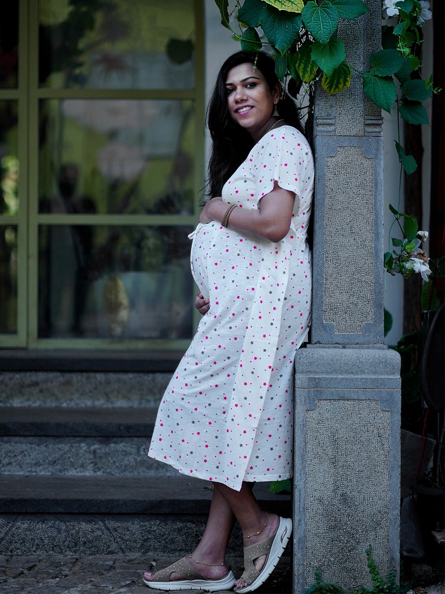 Maternity Knit Short Gown - Kaftan Colour