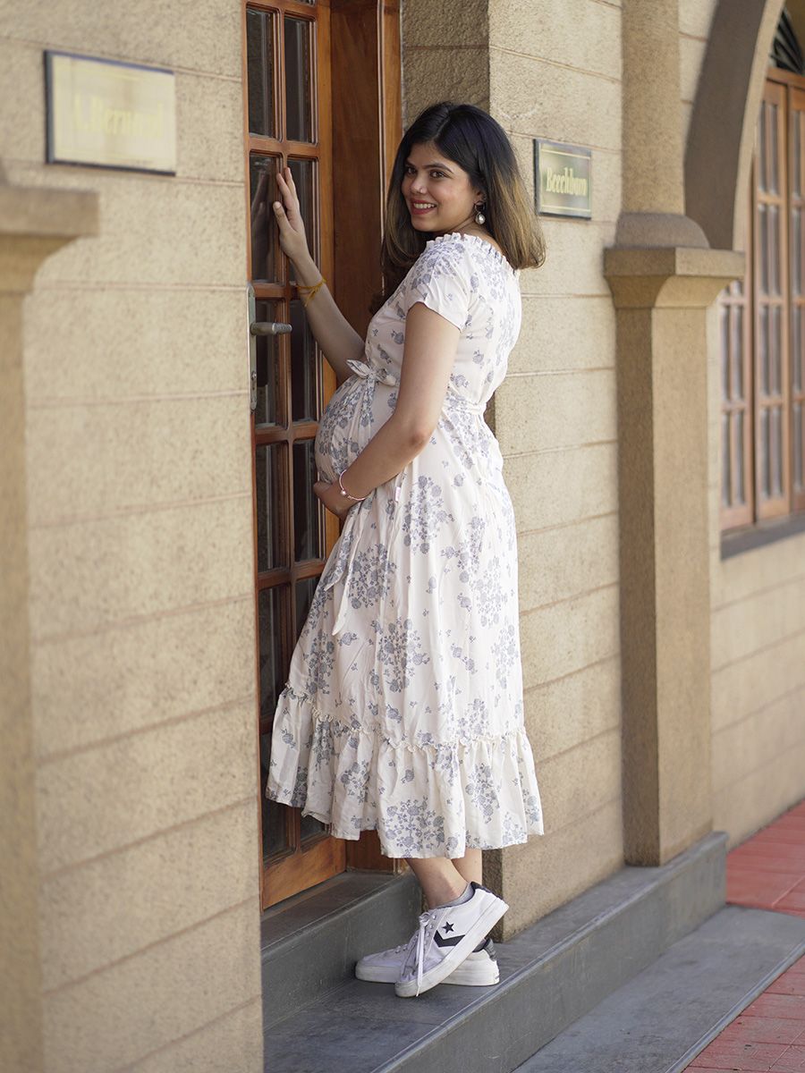 Maternity Short Night Gown- Fabia Cream