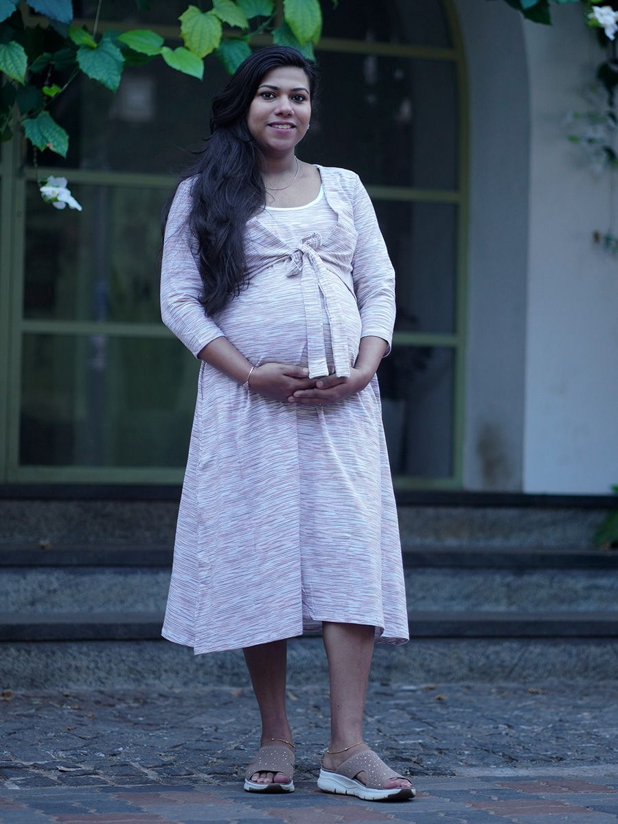 Maternity Knit Short Dress - Amora Pink