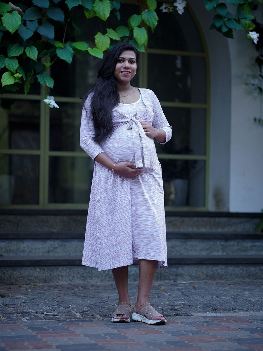 Maternity Knit Short Dress - Amora Pink