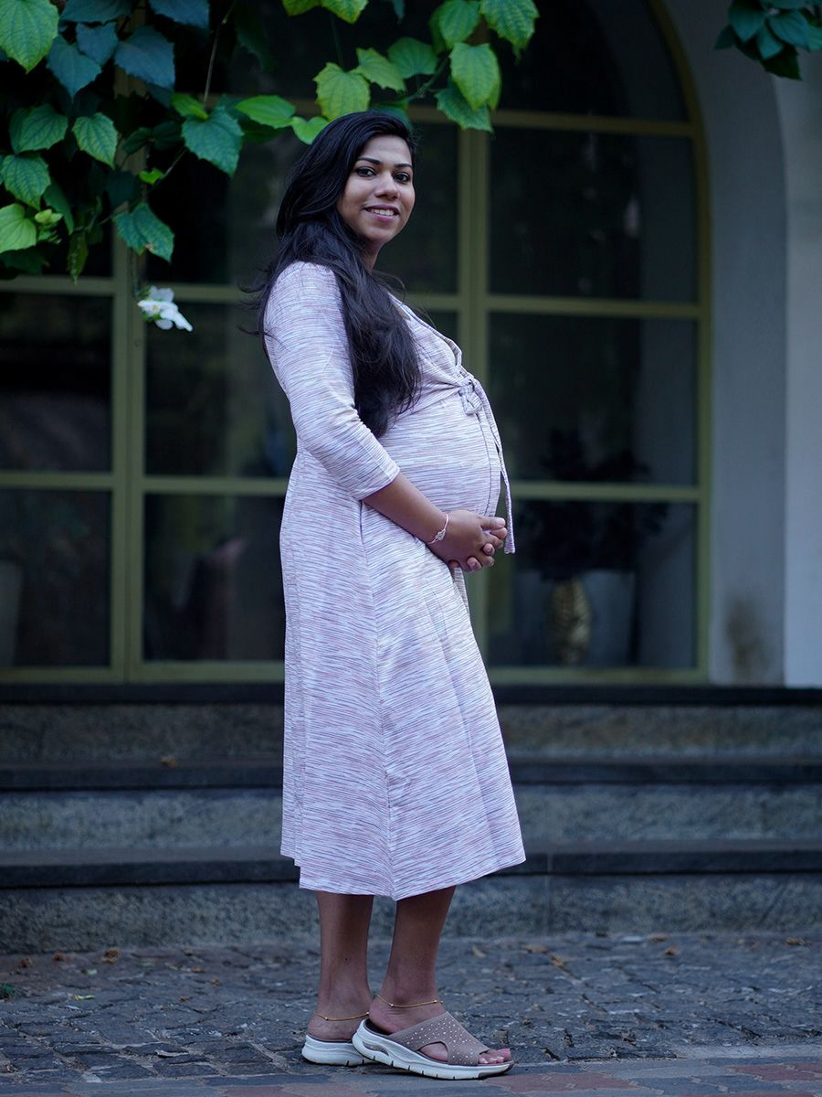 Maternity Knit Short Dress - Amora Pink