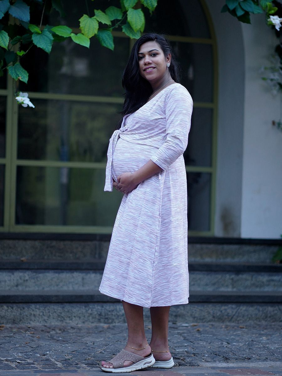 Maternity Knit Short Dress - Amora Pink