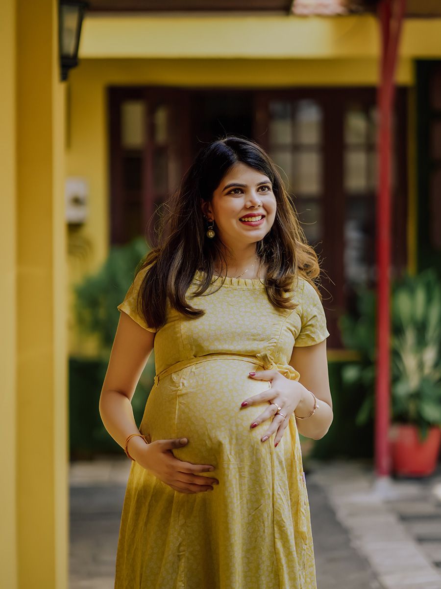 Maternity Short Night Gown- Fabia L Yellow