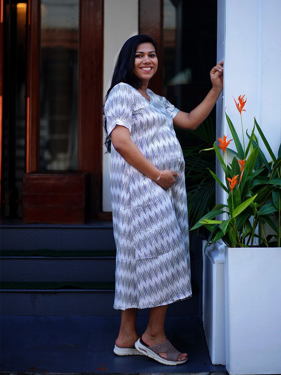 Maternity Short Dress Full Open Zena Off White