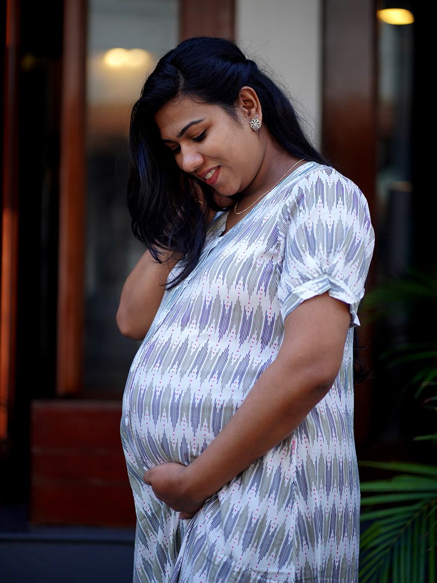 Maternity Short Dress Full Open Zena Off White