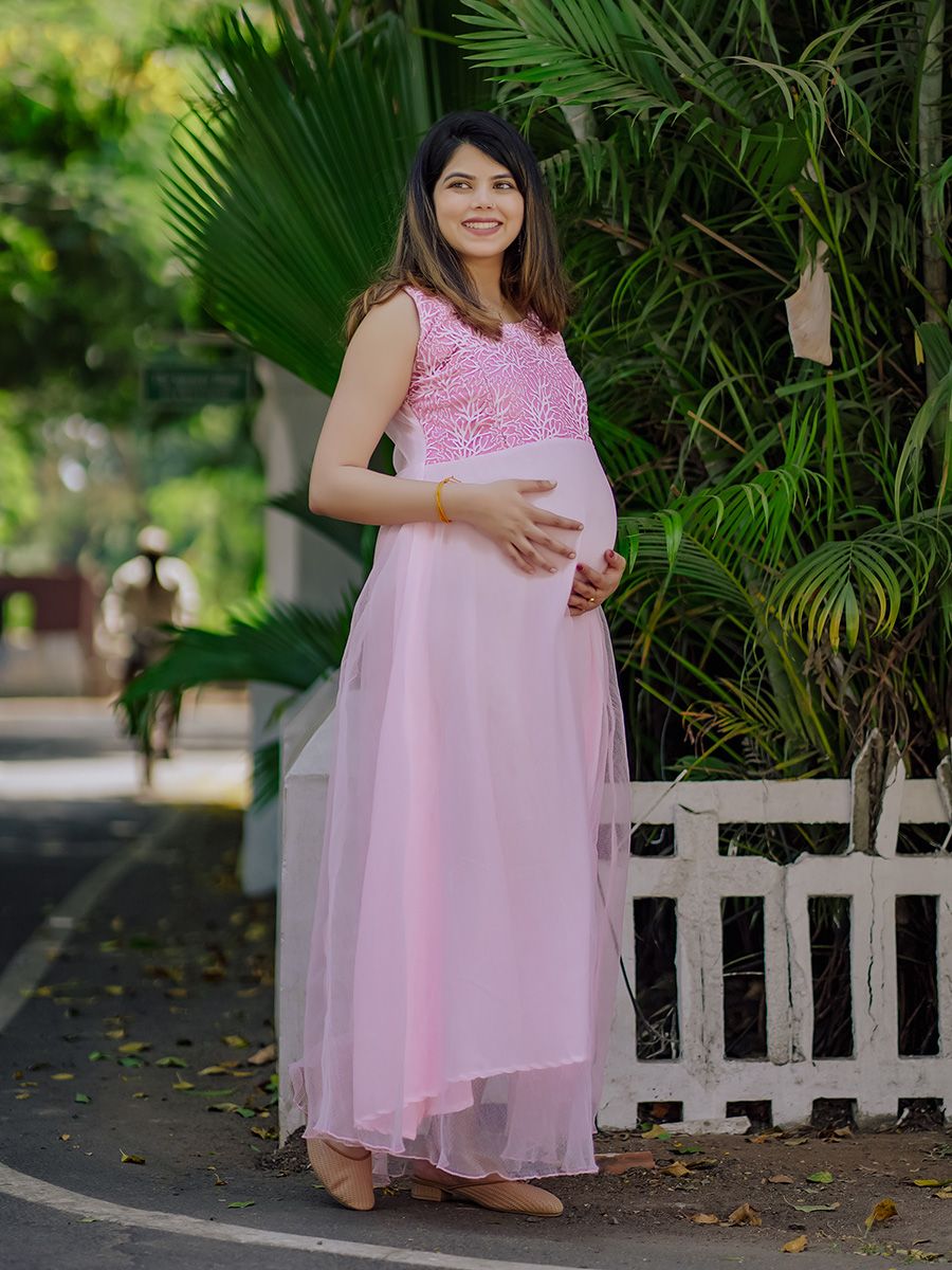 Baby Shower   Crushed net Gown- Pink