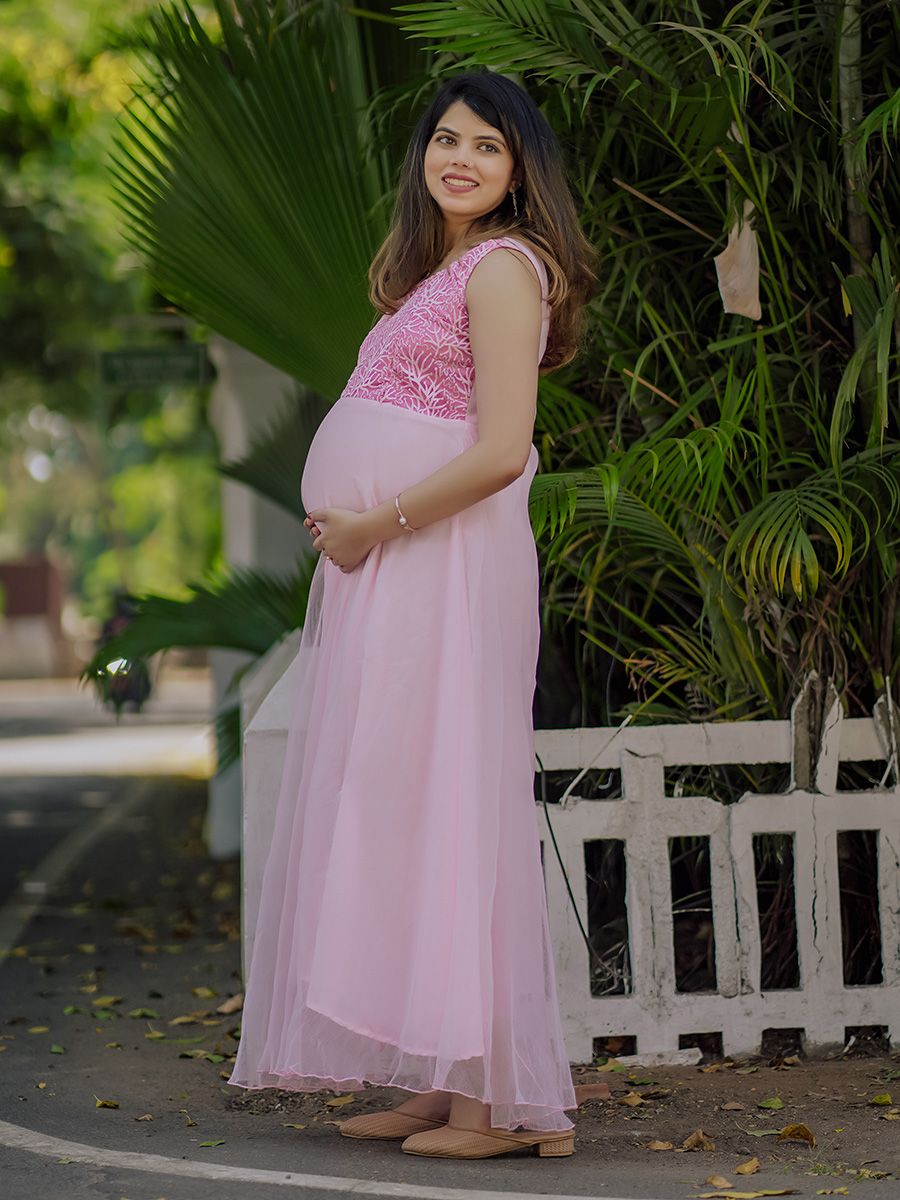 Baby Shower   Crushed net Gown- Pink