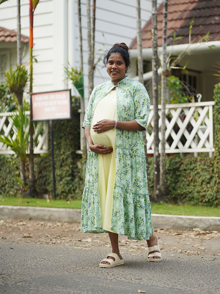 Maternity Sleeveless Dress With Jacket - Olivia L Green