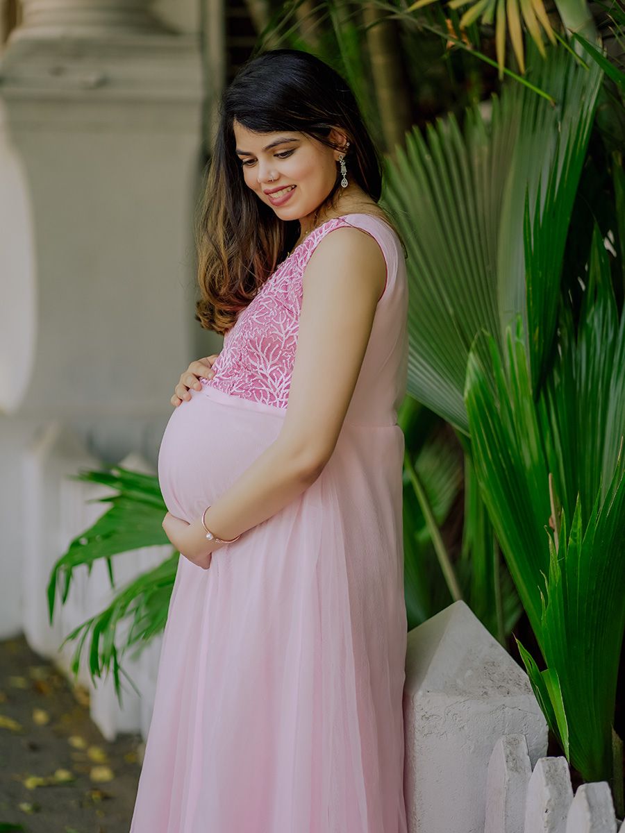 Baby Shower   Crushed net Gown- Pink