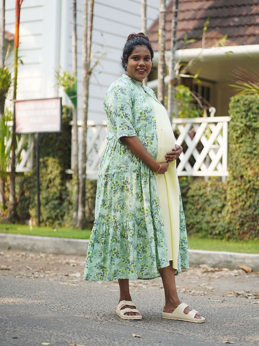 Maternity Sleeveless Dress With Jacket - Olivia L Green