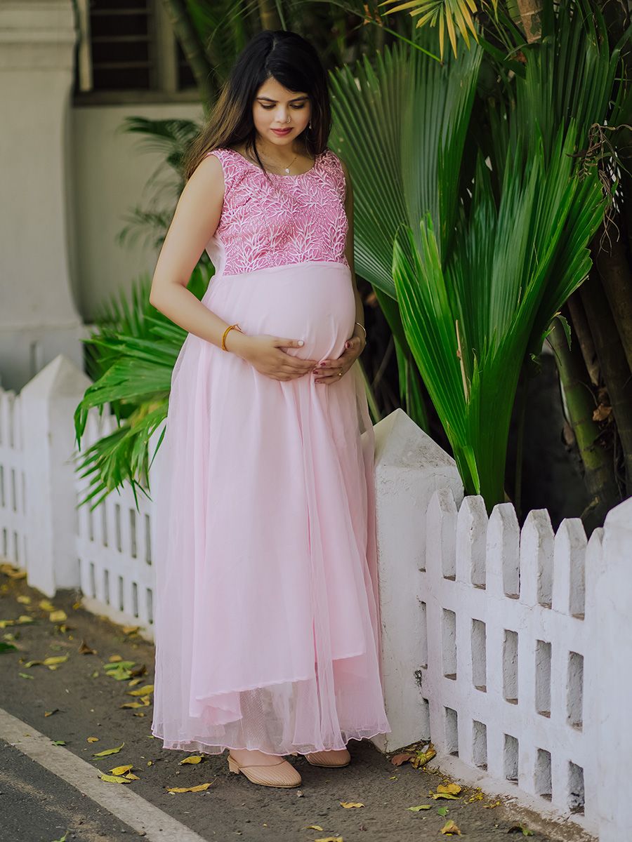 Baby Shower   Crushed net Gown- Pink