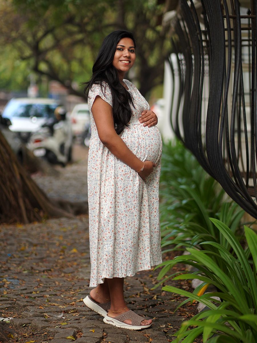 Maternity Wrap Short Dress Knitted - Lara Cream