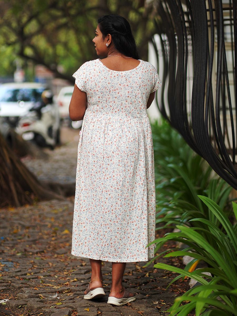 Maternity Wrap Short Dress Knitted - Lara Cream