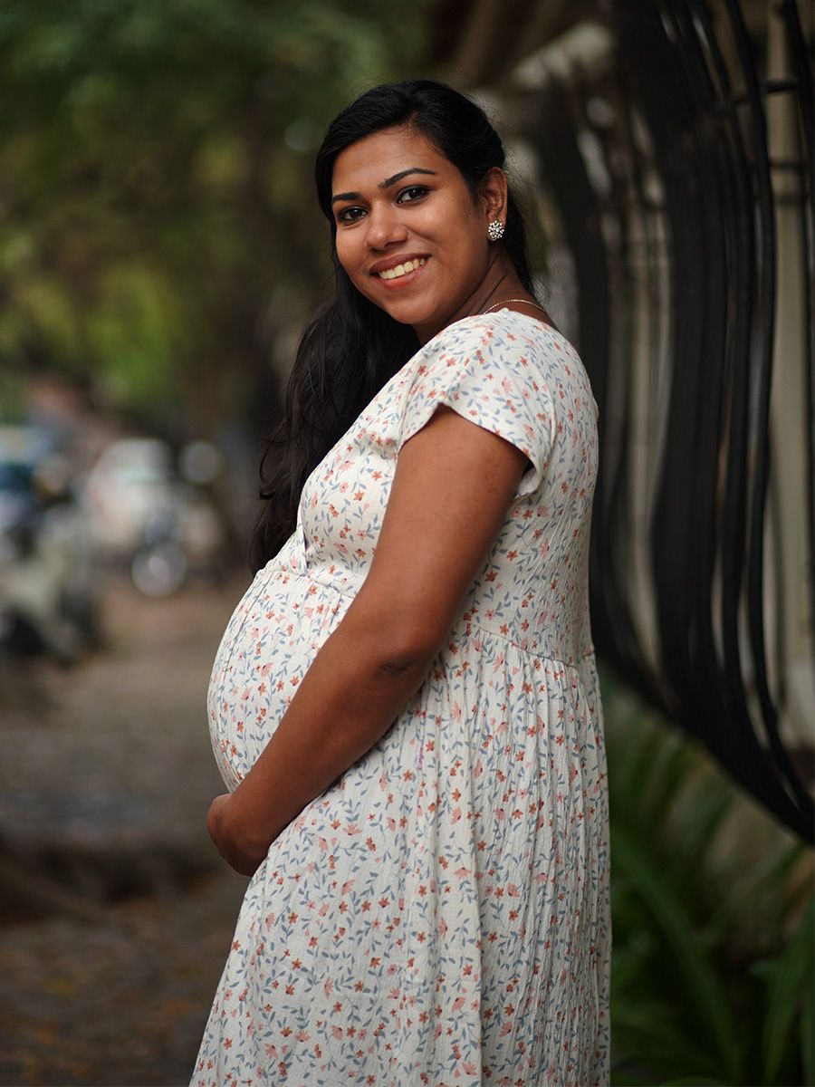 Maternity Wrap Short Dress Knitted - Lara Cream