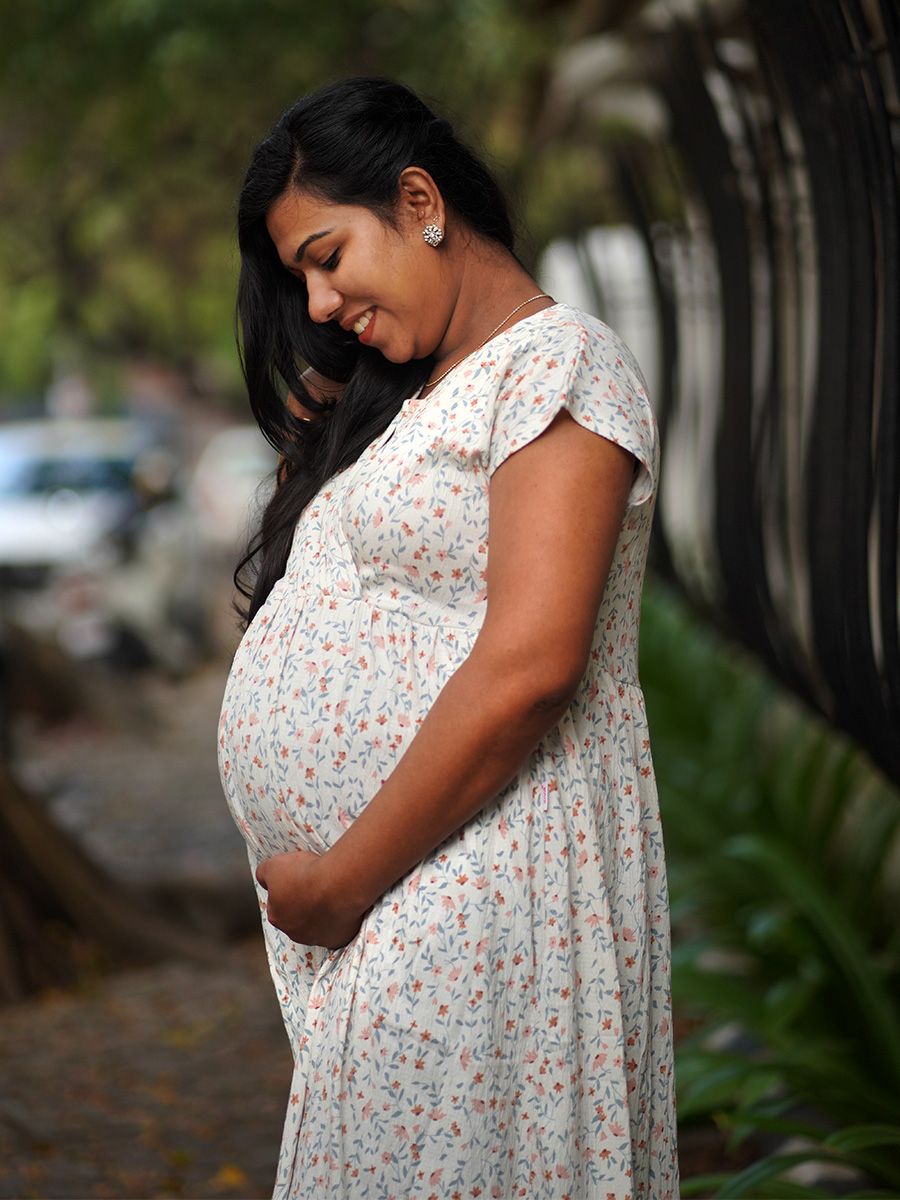 Maternity Wrap Short Dress Knitted - Lara Cream