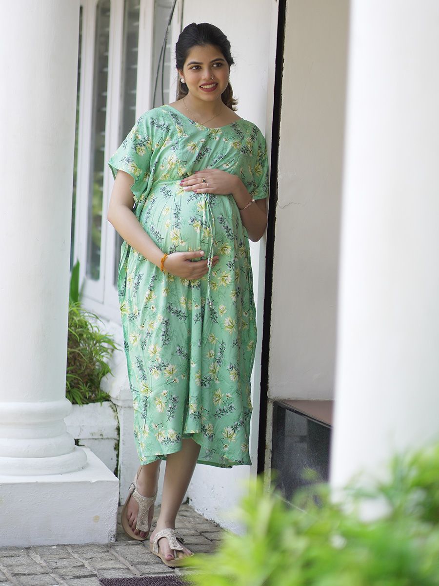 Maternity Short Night Gown Kaftan- Bex L Green