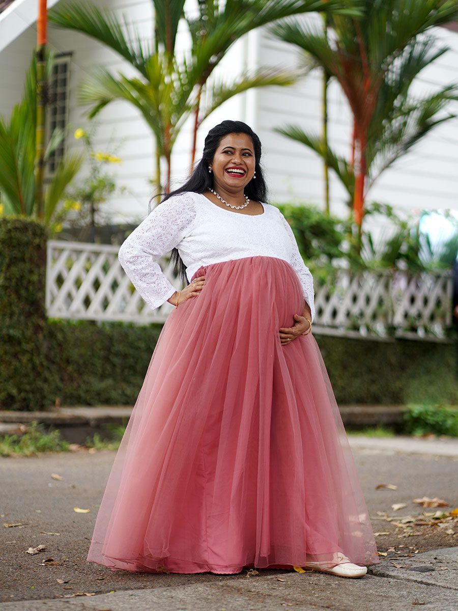 Maternity Baby Shower Crushed Net - Peach