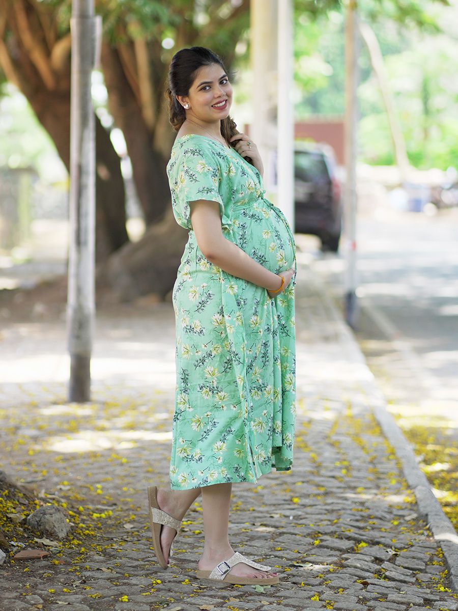 Maternity Short Night Gown Kaftan- Bex L Green