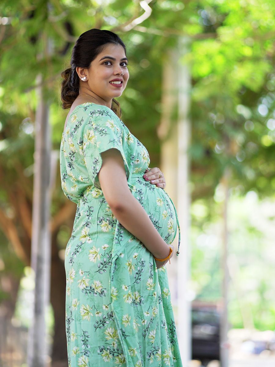 Maternity Short Night Gown Kaftan- Bex L Green