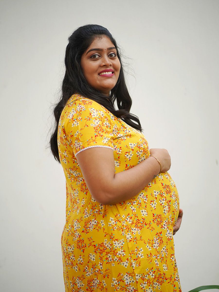 Maternity Short Night Gown Erin D Yellow