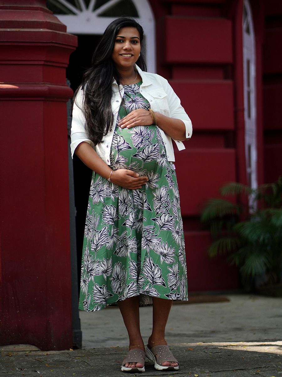 Maternity Sleeveless Dress With Jacket - Olivia Green