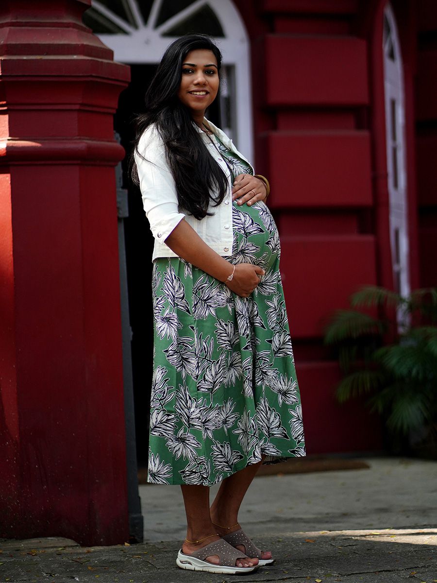 Maternity Sleeveless Dress With Jacket - Olivia Green