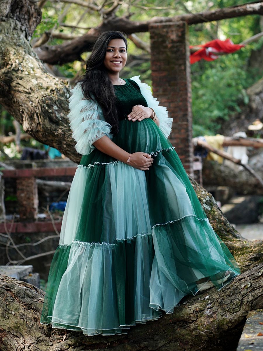 Baby Shower Green Net with Gathers