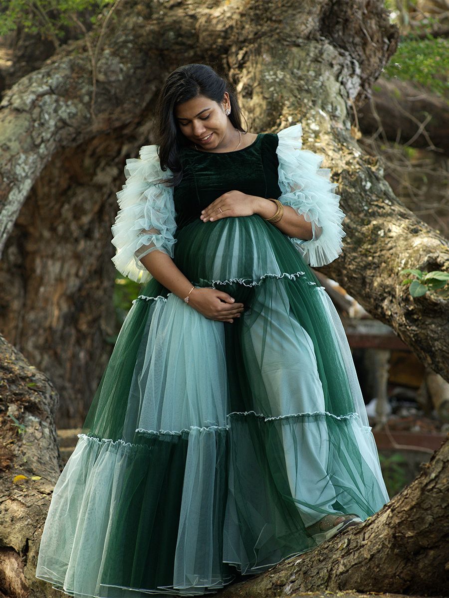 Baby Shower Green Net with Gathers