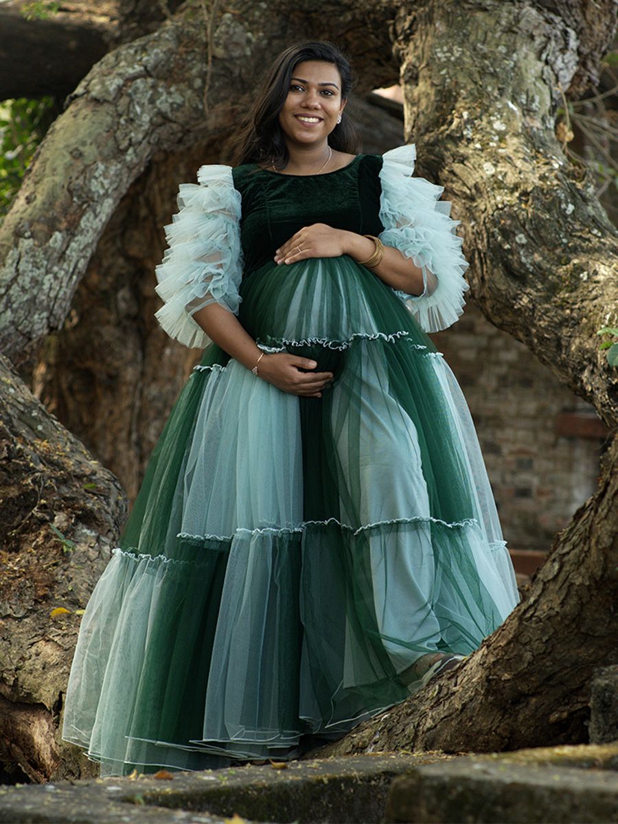 Baby Shower Green Net with Gathers