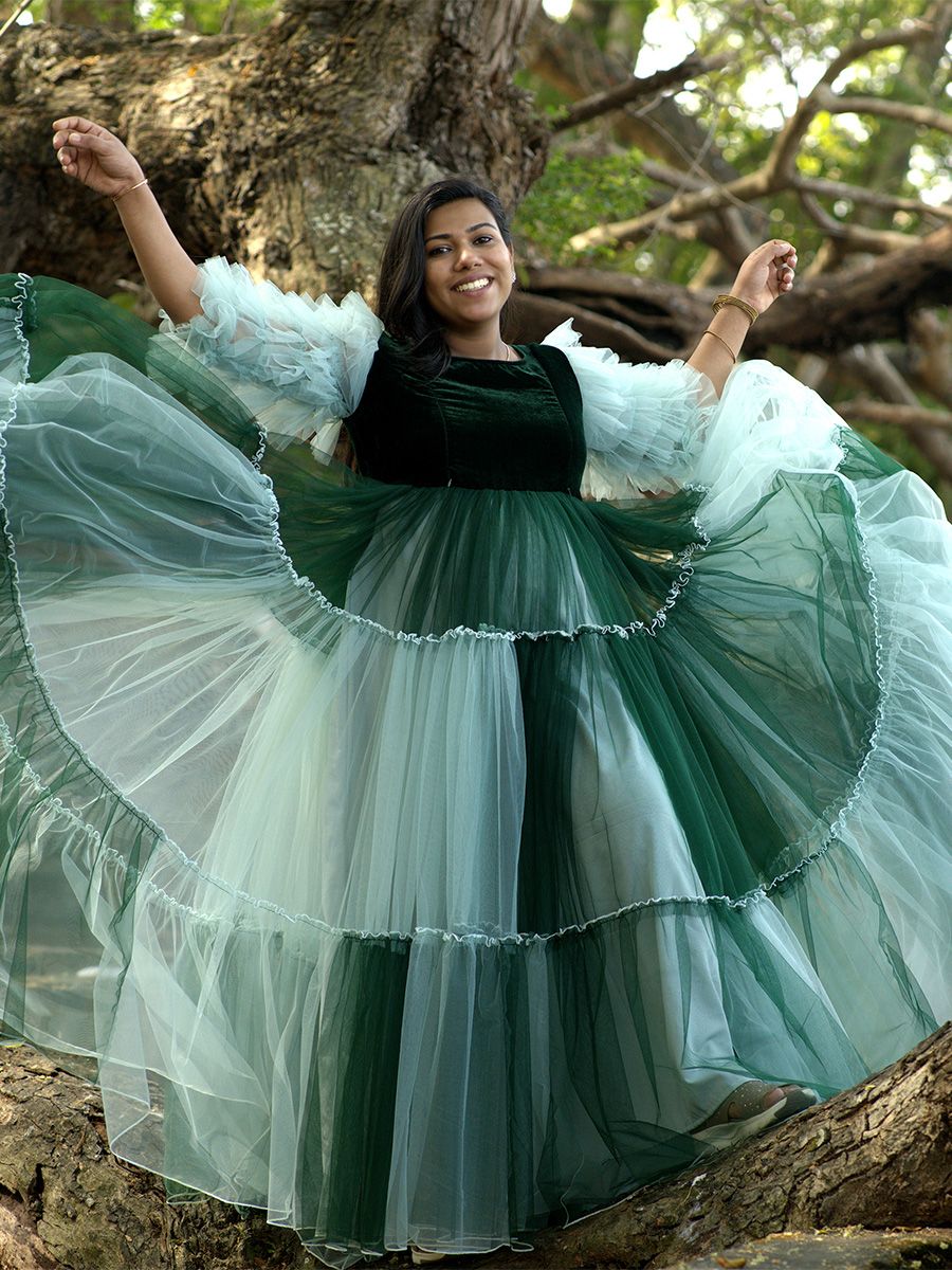 Baby Shower Green Net with Gathers