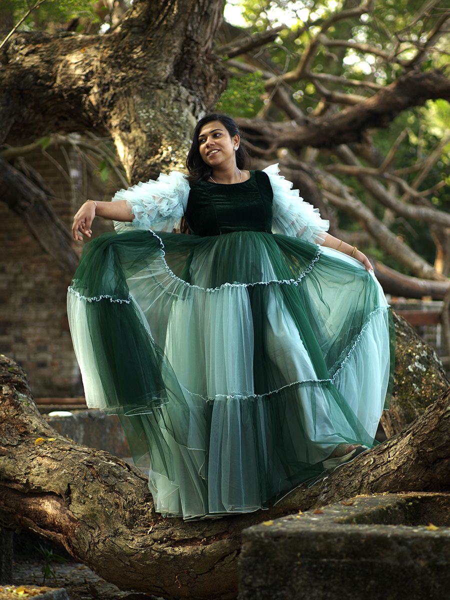 Baby Shower Green Net with Gathers