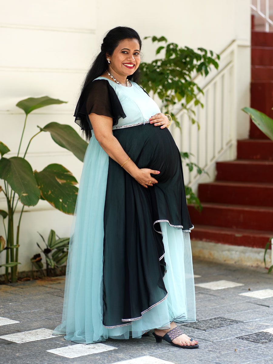 Maternity Baby Shower Aqua Blue Net