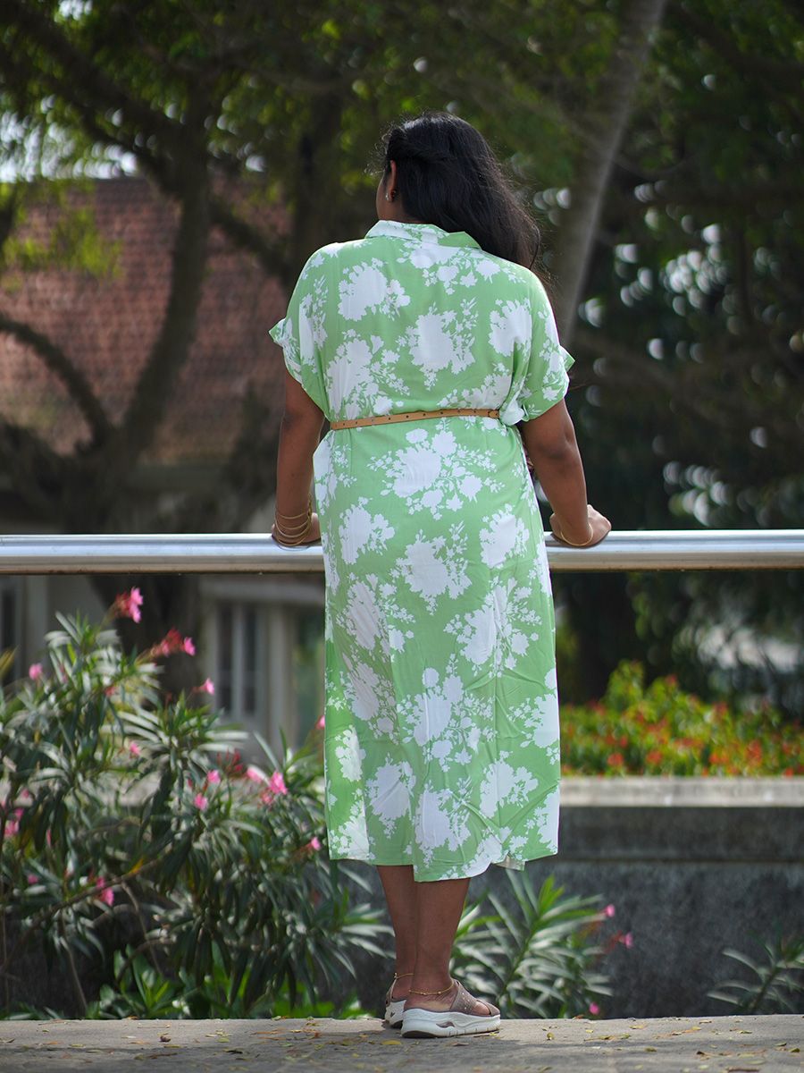 Maternity Midi Dress Full Open Stasia Green