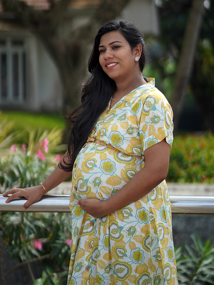 Maternity Midi Dress Full Open Stasia Off White