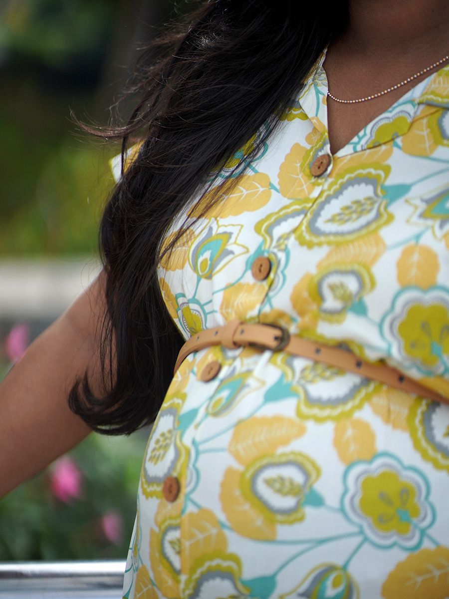 Maternity Midi Dress Full Open Stasia Off White