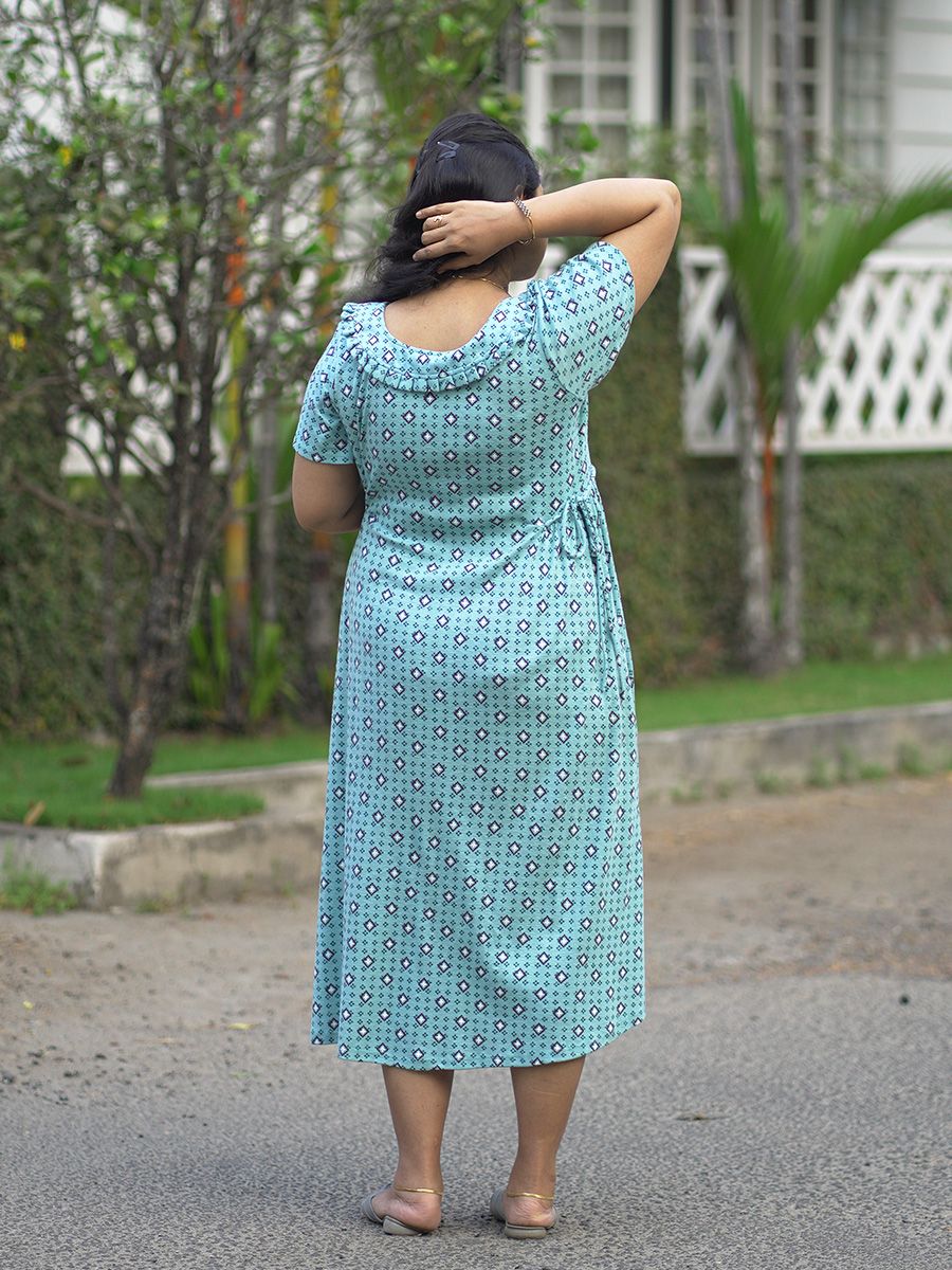 Maternity short Dress-  Knit blue