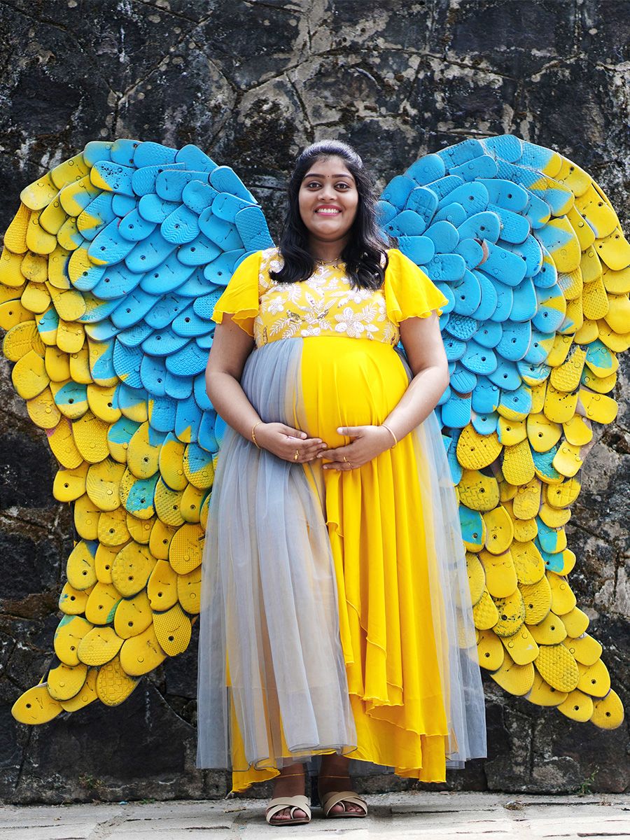 Maternity Baby Shower Dress Mustard Yellow