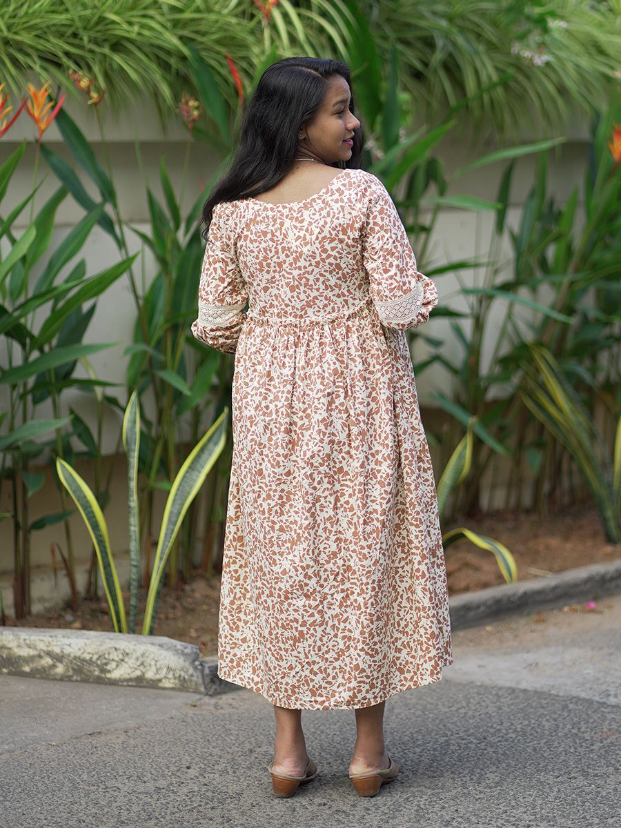 Maternity Organic Short Dress- Rive Brown