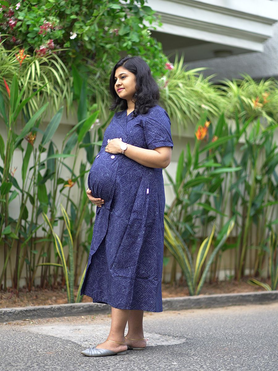 Maternity Kurta - Office Wear Elara navy blue