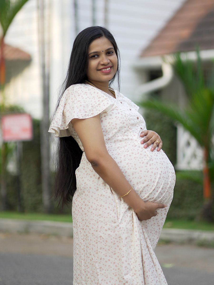 Maternity Organic Short Dress- Dior Peach