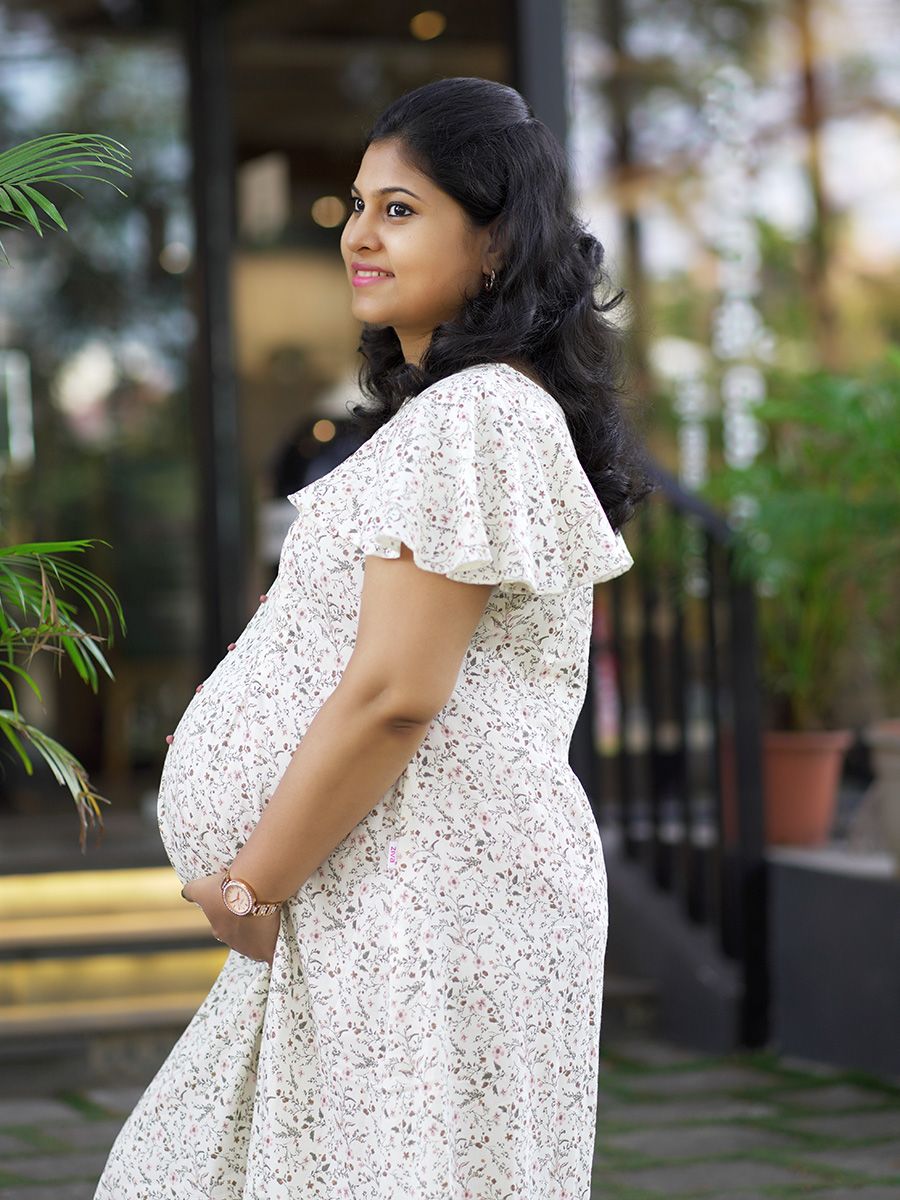 Maternity Organic Short Dress- Dior offwhite