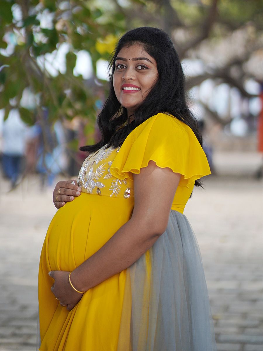 Maternity Baby Shower Dress Mustard Yellow