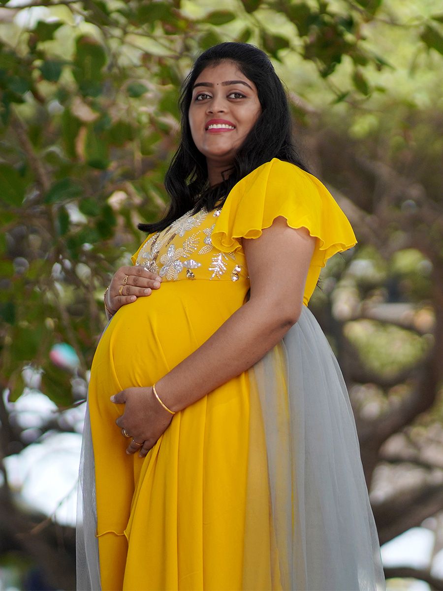Maternity Baby Shower Dress Mustard Yellow