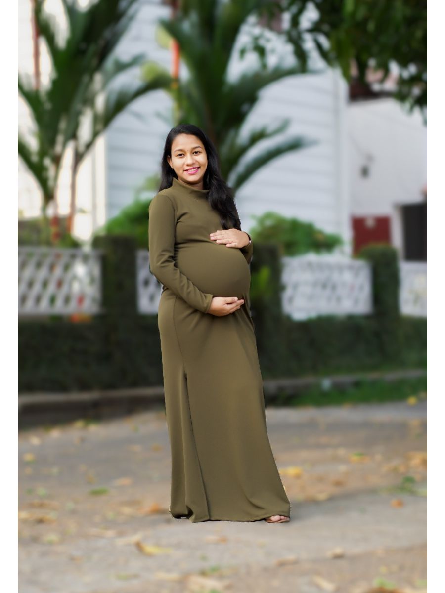 Maternity Photoshoot Knit Gown - Green
