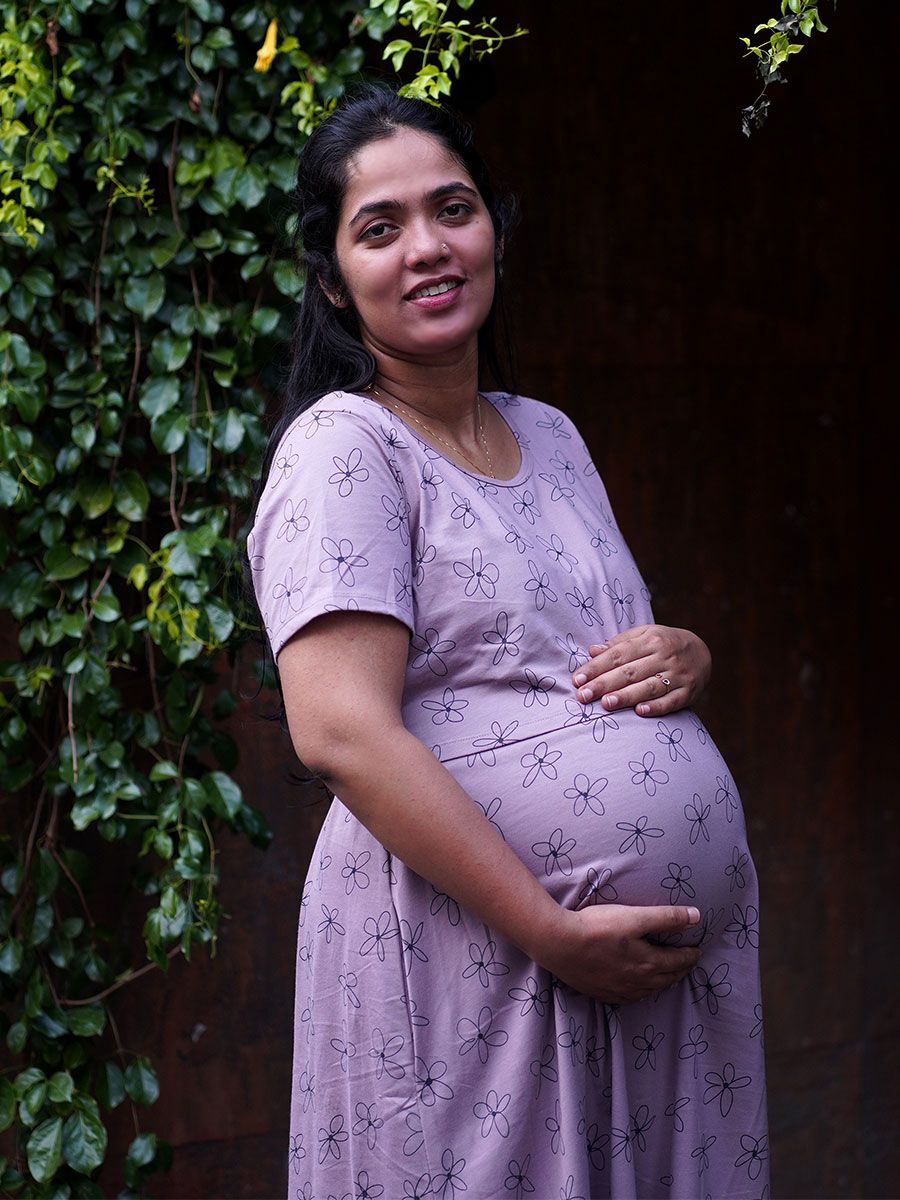 Maternity Knit Gown Gilda L Rose Brown