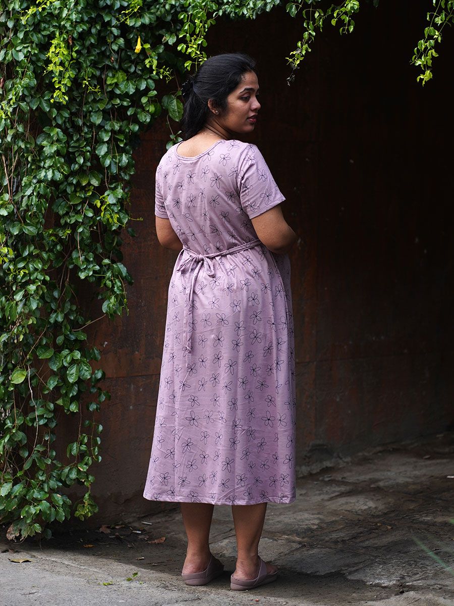 Maternity Knit Gown Gilda L Rose Brown